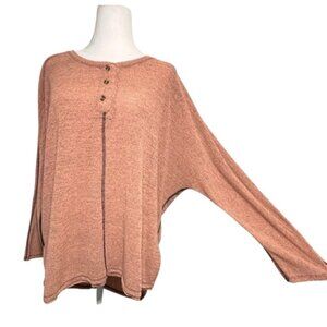 Polagram Women's Henley Top Size M Oversized Slouchy Indie Granola Nature Earthy